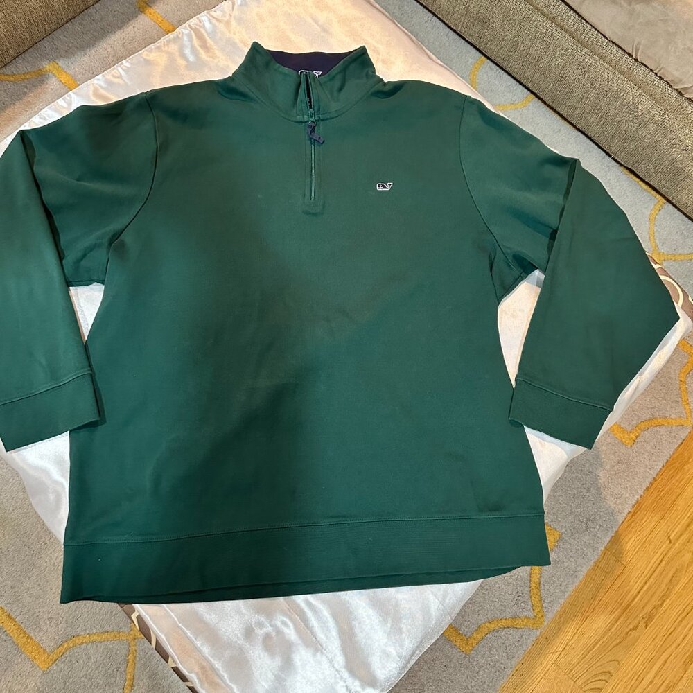 Vineyard Vines Men’s Pima Cotton Saltwater Style Forest Green 1/4 Zip, Size XL